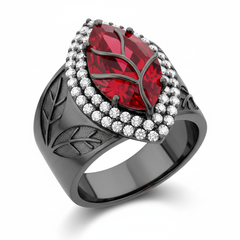 Crystal Ring with Black Gold Band