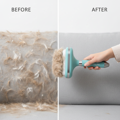 Pet hair remover brush effectively removing pet fur from couch furniture