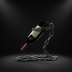 Magic iron chain wine bottle holder creating floating illusion with suspended wine bottle