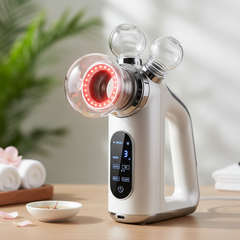 Electric anti-cellulite vacuum cupping massager device with suction cups and red light therapy