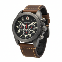 Military Leather Chronograph Wristwatch